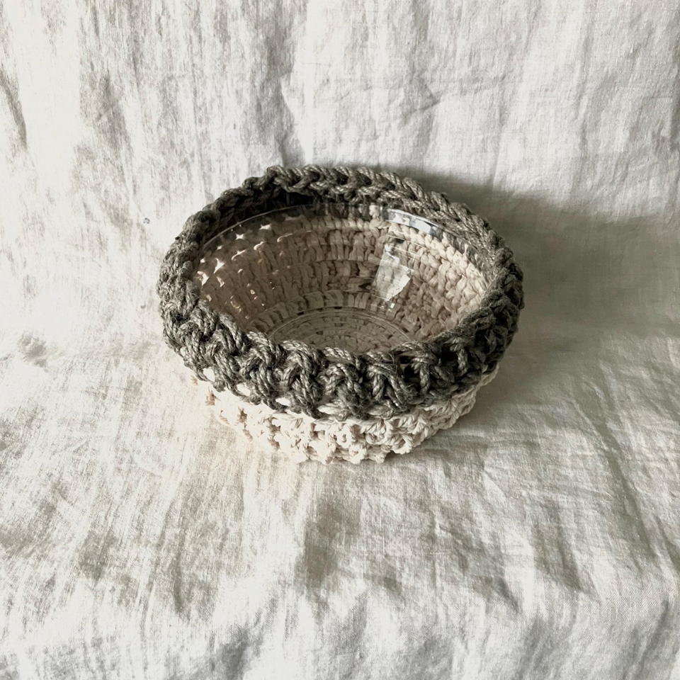 "NEW" ROPE BOWL - HANDMADE TWO TONE - Cotton & Jute