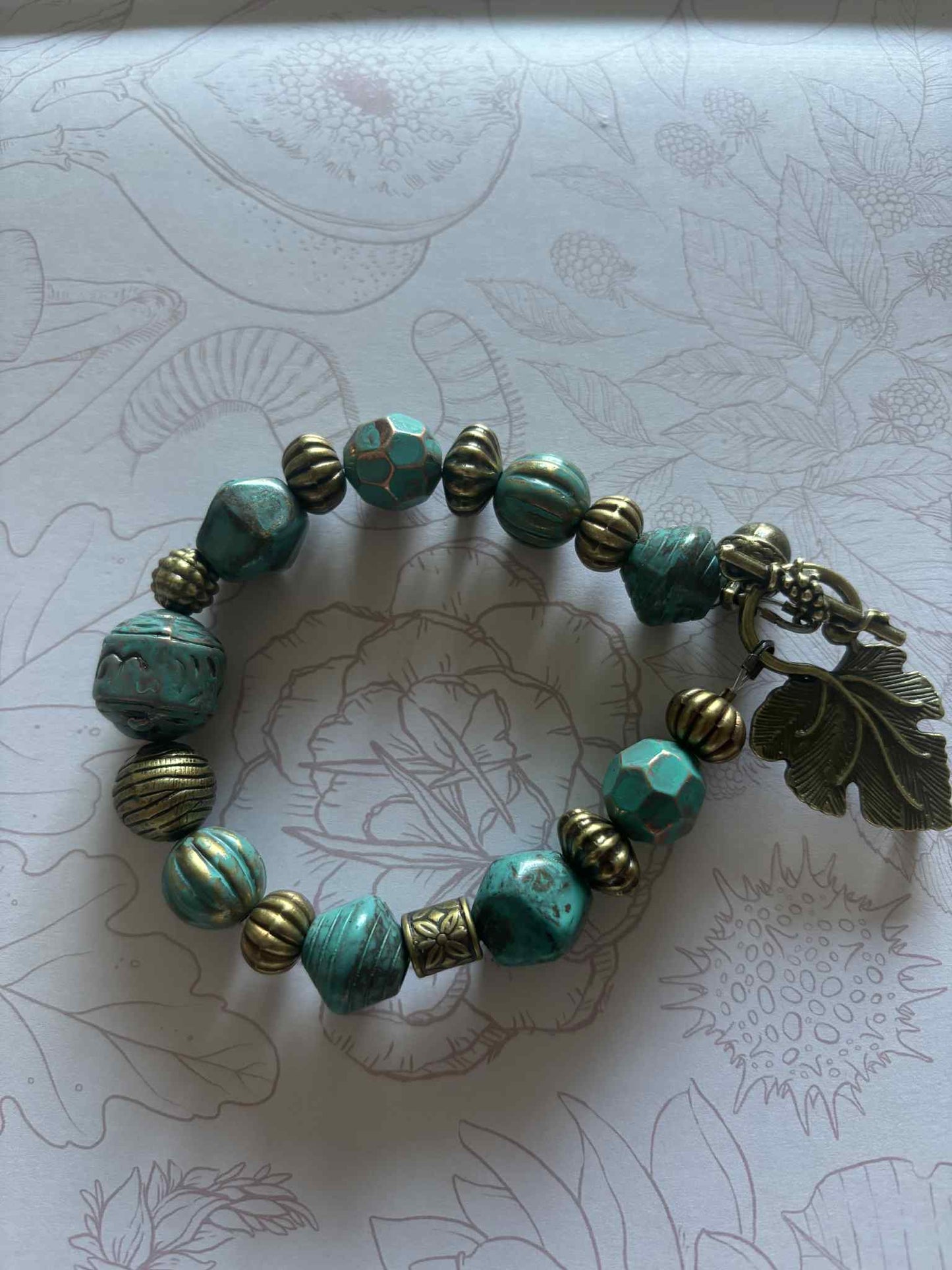 NEW - BRACELET - "OAK & VINE" - Patina Copper & Brass Beads By Wild & Rooted