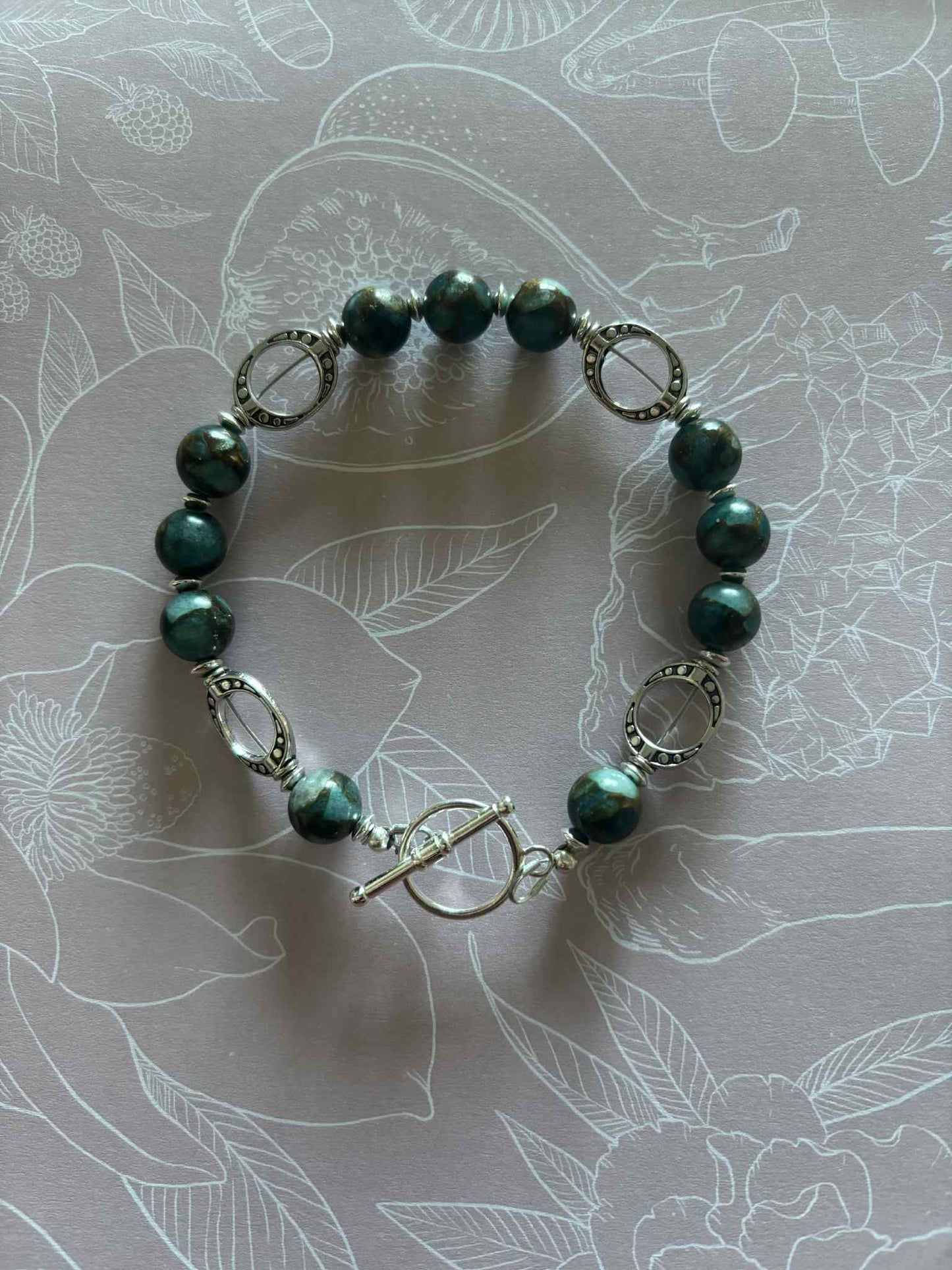 NEW - TOGGLE BRACELET - IMPRESSION JASPER & STERLING SILVER FINDINGS