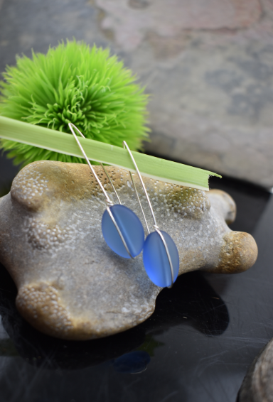 "NEW" - EARRINGS - Periwinkle Blue Sea Glass Dangles