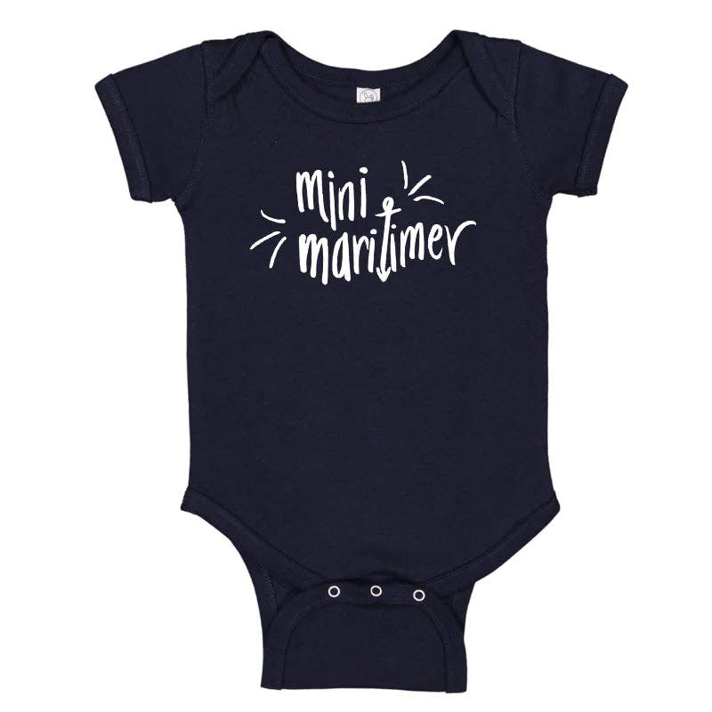 "NEW" ONESIE - MINI MARITIMER - NAVY NEWBORN (6-12 MONTHS)