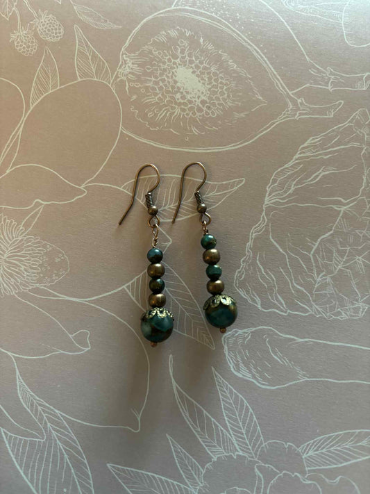 NEW - IMPRESSION JASPER & COPPER DROP EARRINGS - Wild & Rooted
