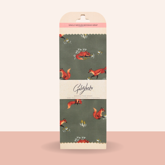 "NEW" BEESWAX FOOD WRAP - MEDIUM - REUSABLE - FOXES