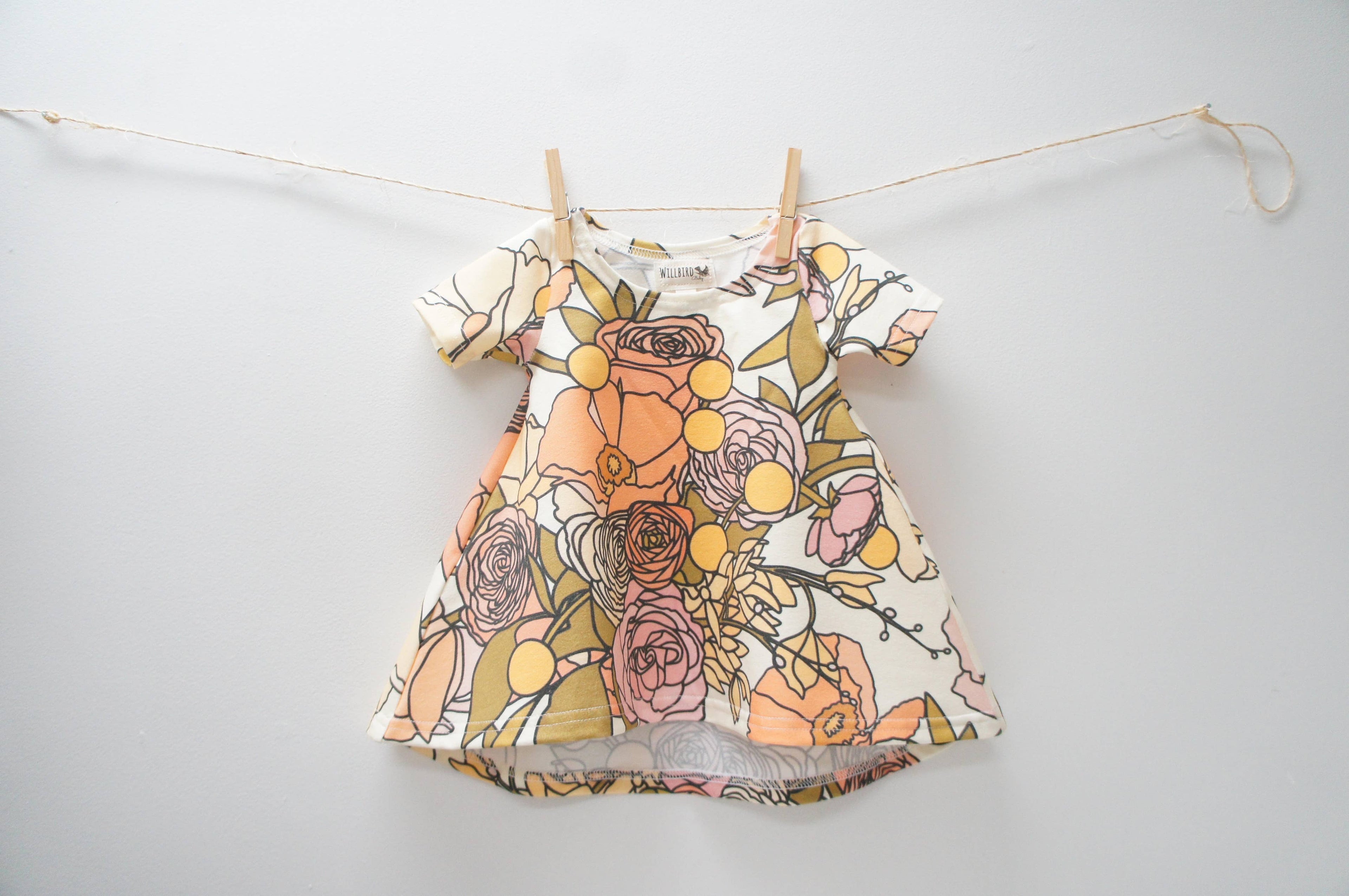 "NEW" DRESS - BABY SWING - MOD FLORAL PRINT-  Handmade-  3-6 months