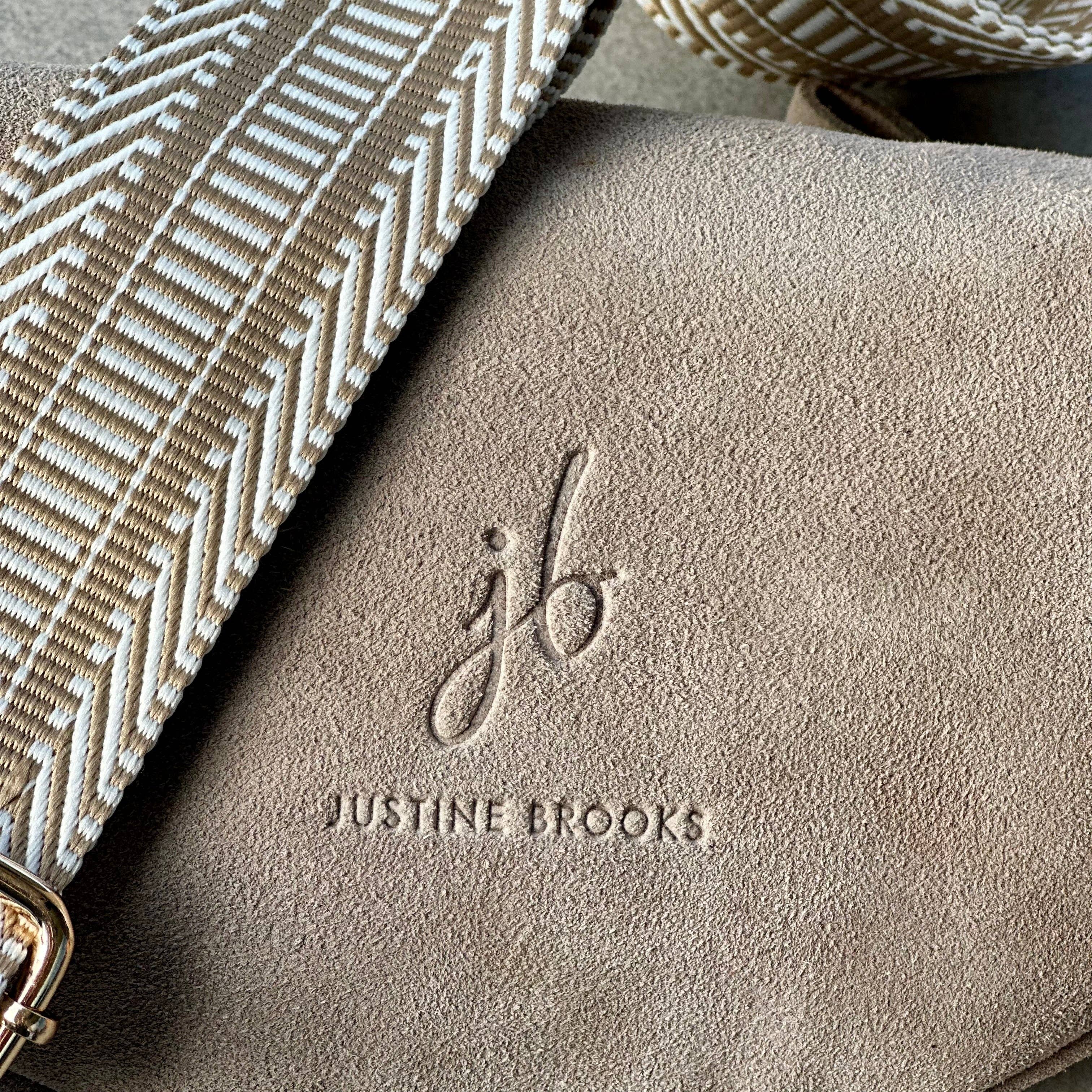 CROSSBODY BAG - IVORY DRIFT - Suede & Printed Wide Strap (Handmade)