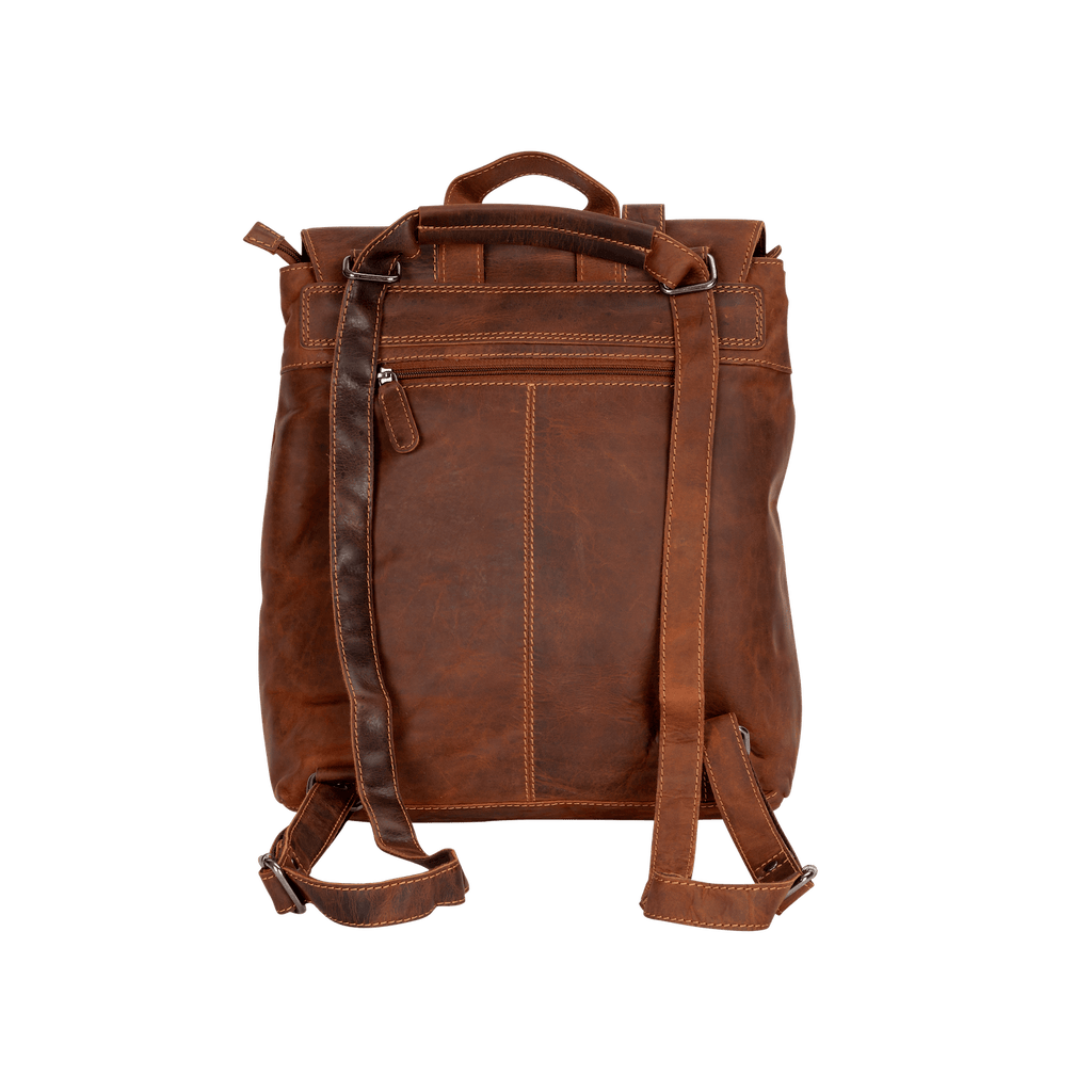 Vintage Full-Grain Leather Backpack (Handcrafted) - Brown