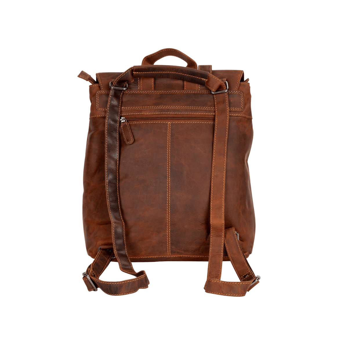 Vintage Full-Grain Leather Backpack (Handcrafted) - Brown