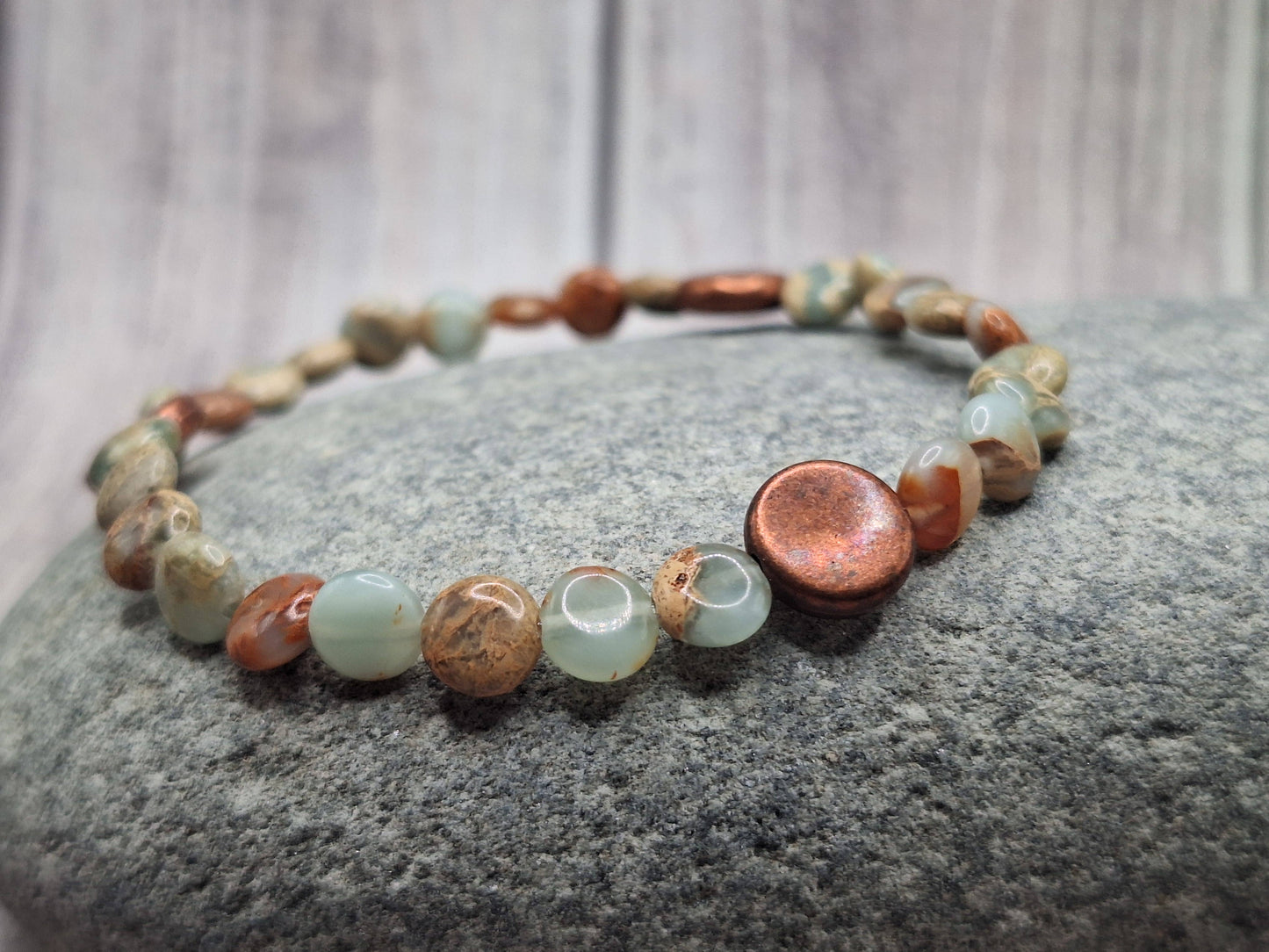 "NEW" BRACELET - Aqua Terra Jasper with Antique Copper Accents