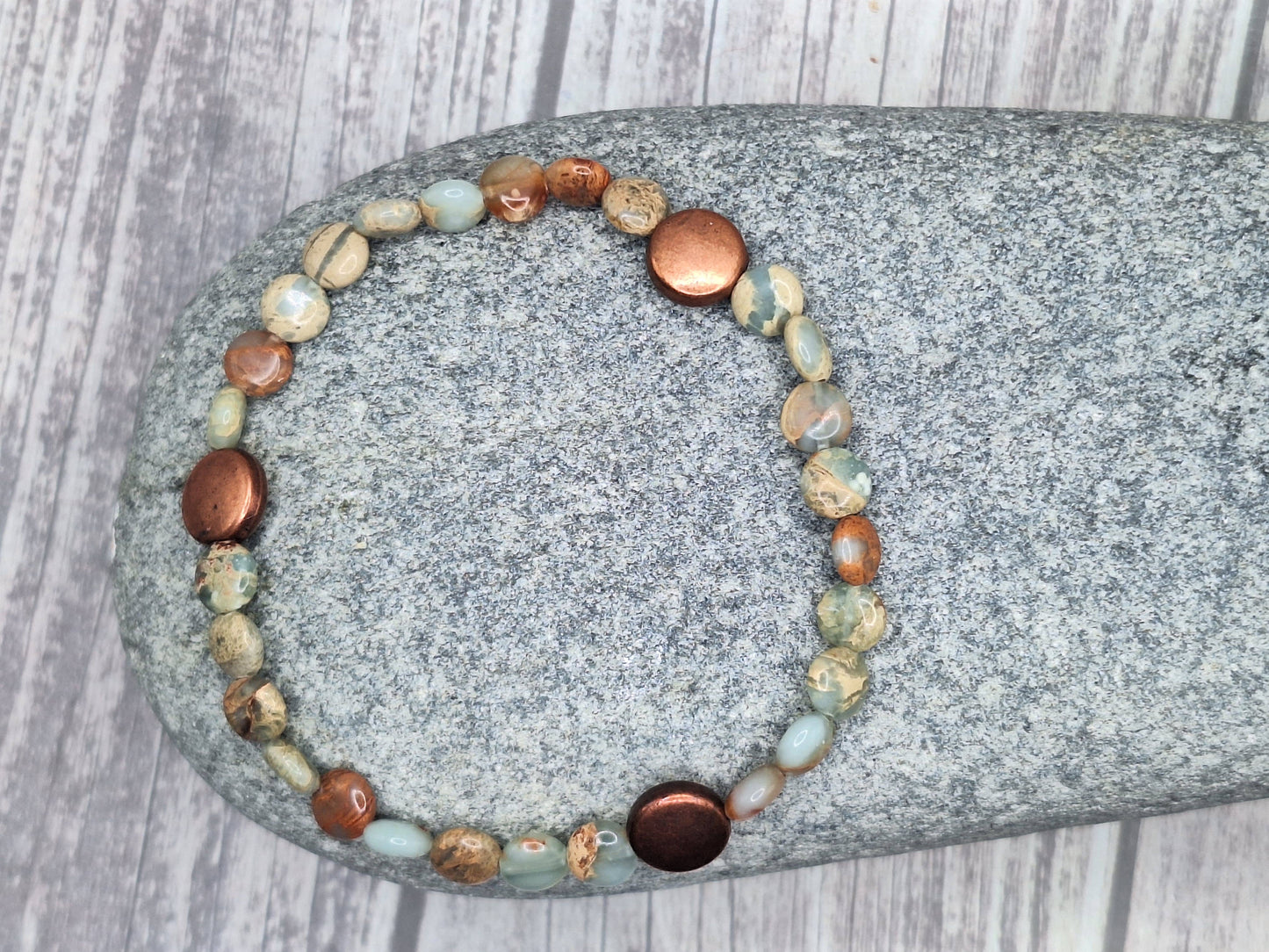 "NEW" BRACELET - Aqua Terra Jasper with Antique Copper Accents