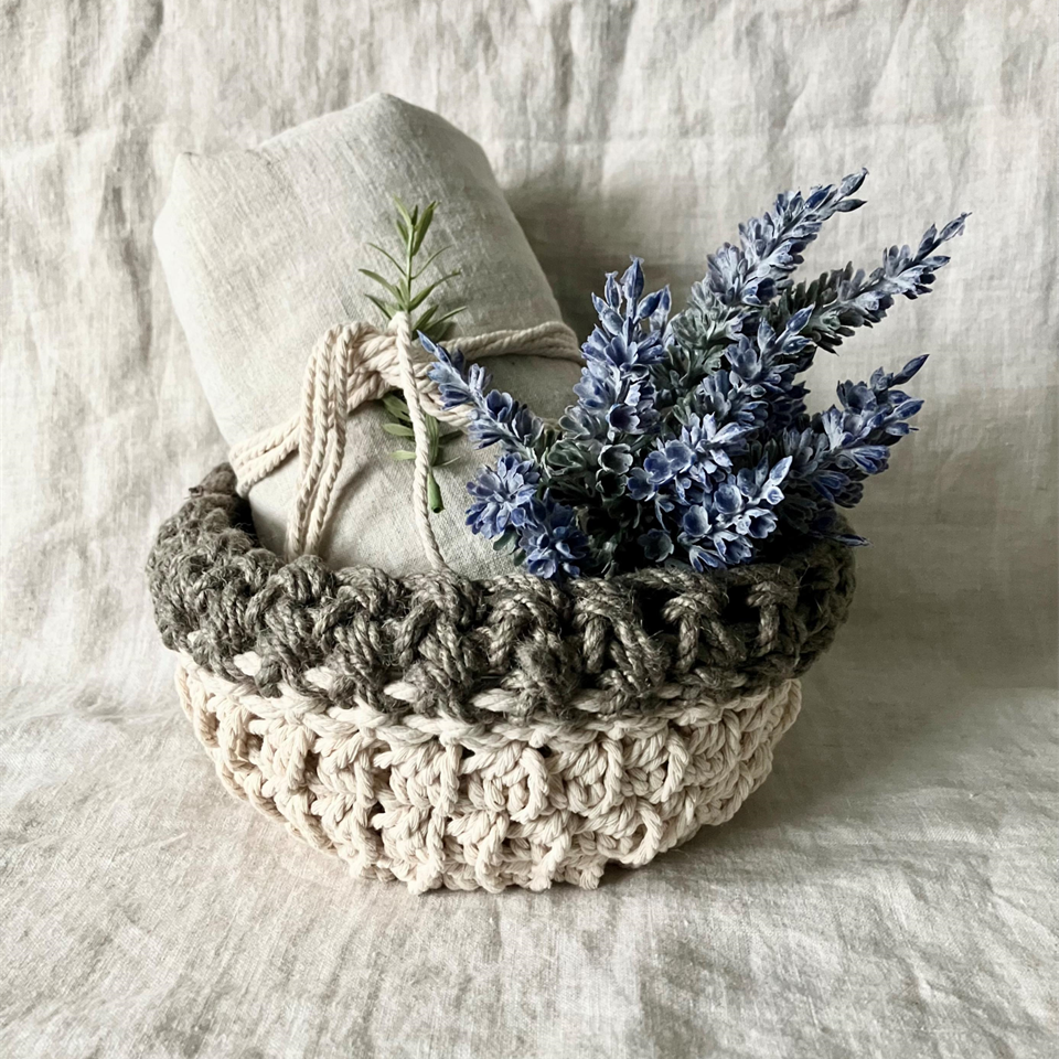 "NEW" ROPE BOWL - HANDMADE TWO TONE - Cotton & Jute