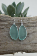 "NEW" EARRINGS - RECYCLED SEA GLASS - SEAFOAM AQUA