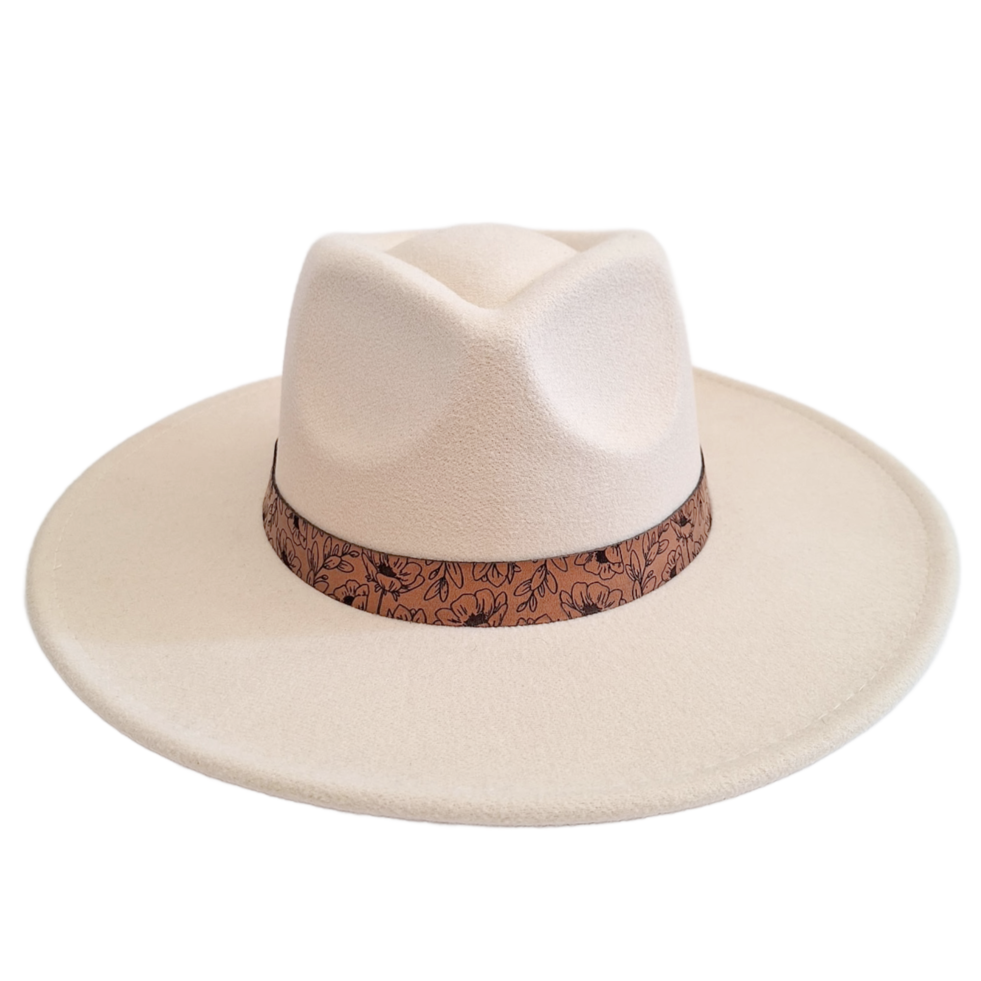 COWBOY | RANCHER - WILDFLOWER FEDORA Wide Brim Hat + Engraved Leather Band