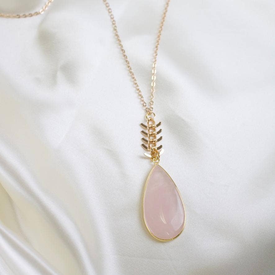 Axel // Rose Quartz Teardrop Necklace