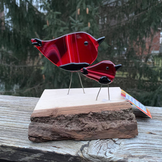 "NEW" Stained Glass Double Bird Collection - Red & Black