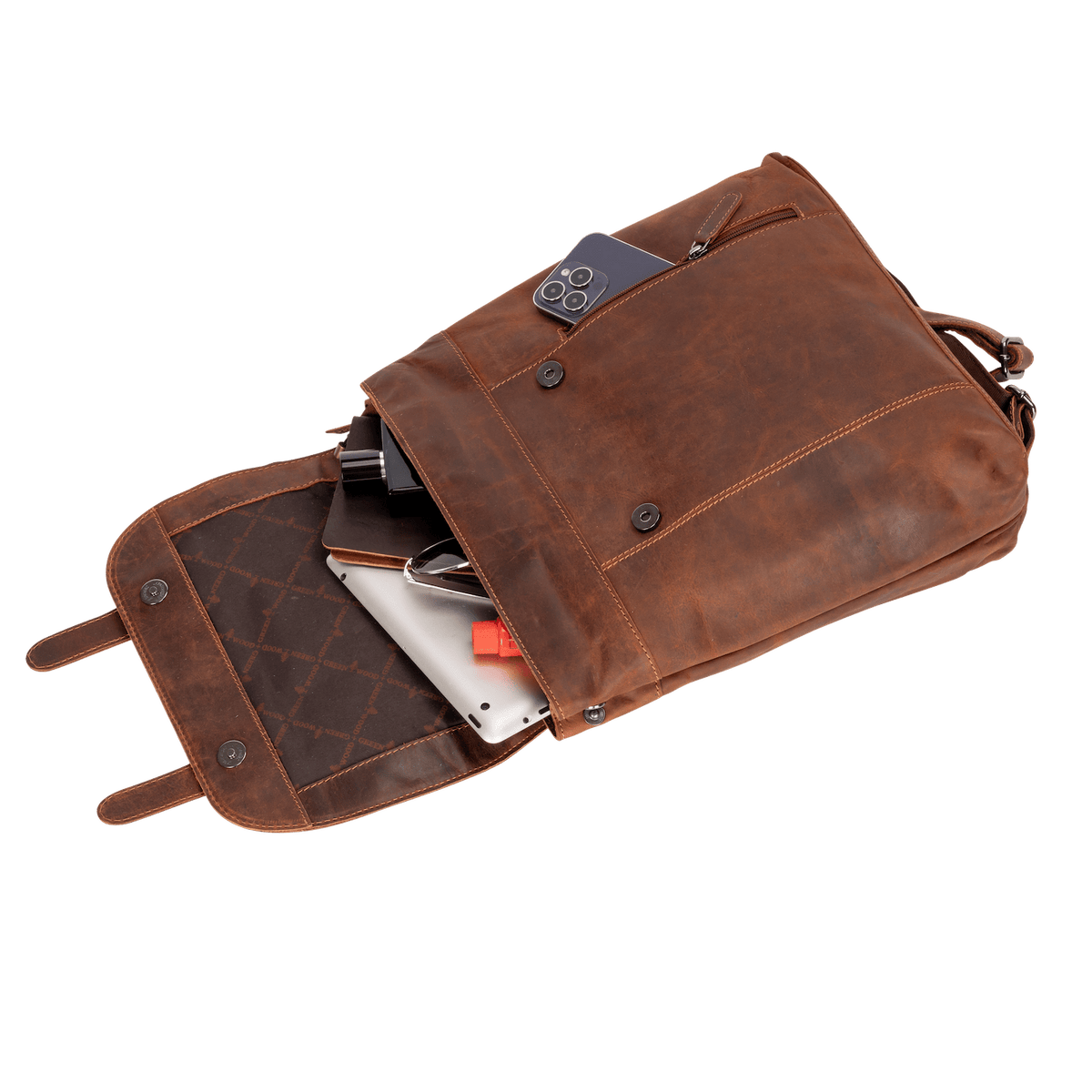 Vintage Full-Grain Leather Backpack (Handcrafted) - Brown