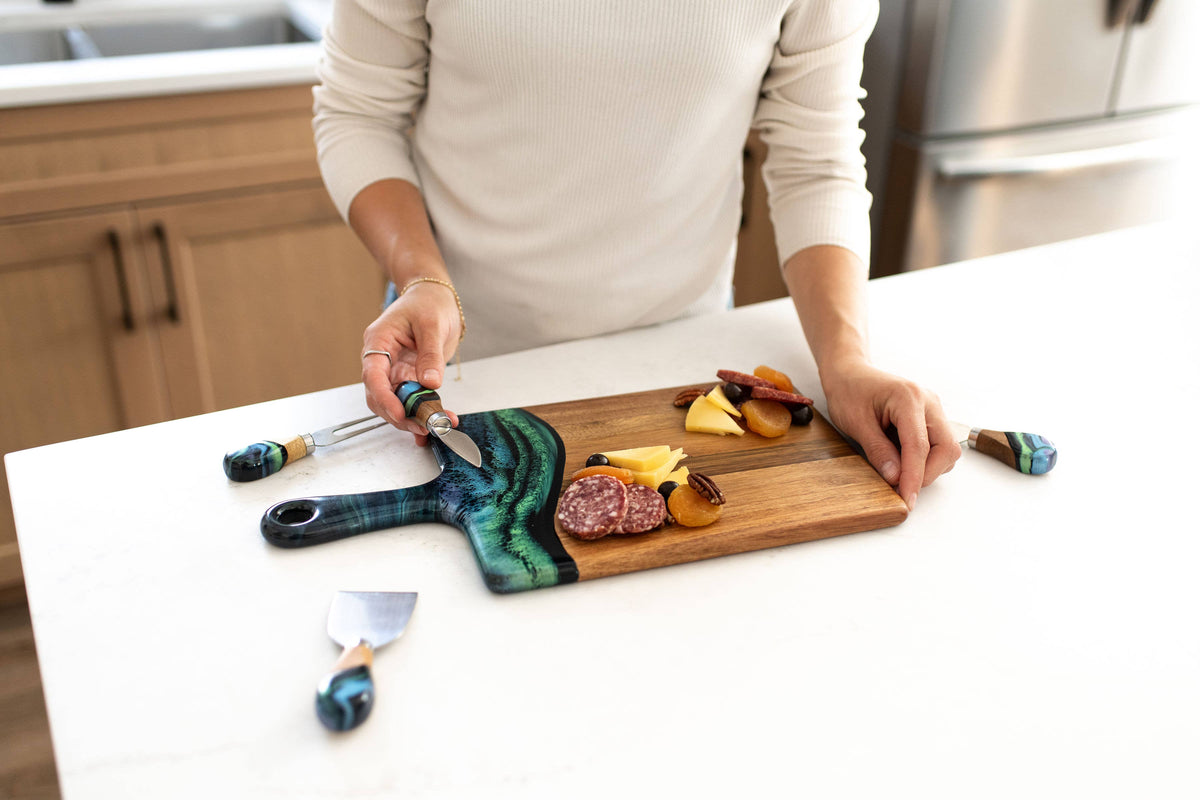 Northern Lights Acacia & Resin Charcuterie Board