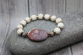 "NEW" BRACELET - WHITE HOWLITE & TERRA ROSA JASPER