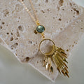 Necklace - Labradorite Crystal Gemstone Spike 28" Chain Gold Plated