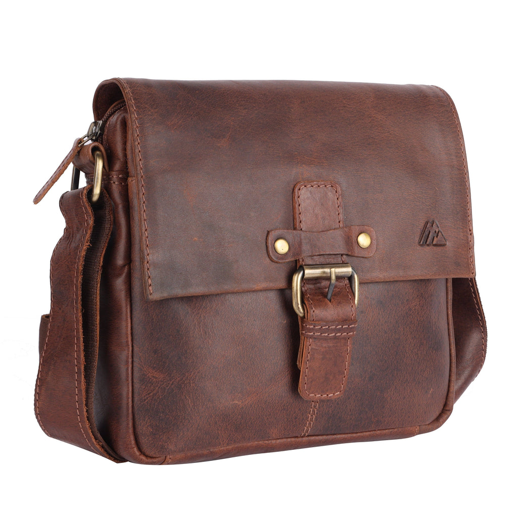 MESSENGER BAG - TIMELESS VINTAGE REAL LEATHER - Dark Brown