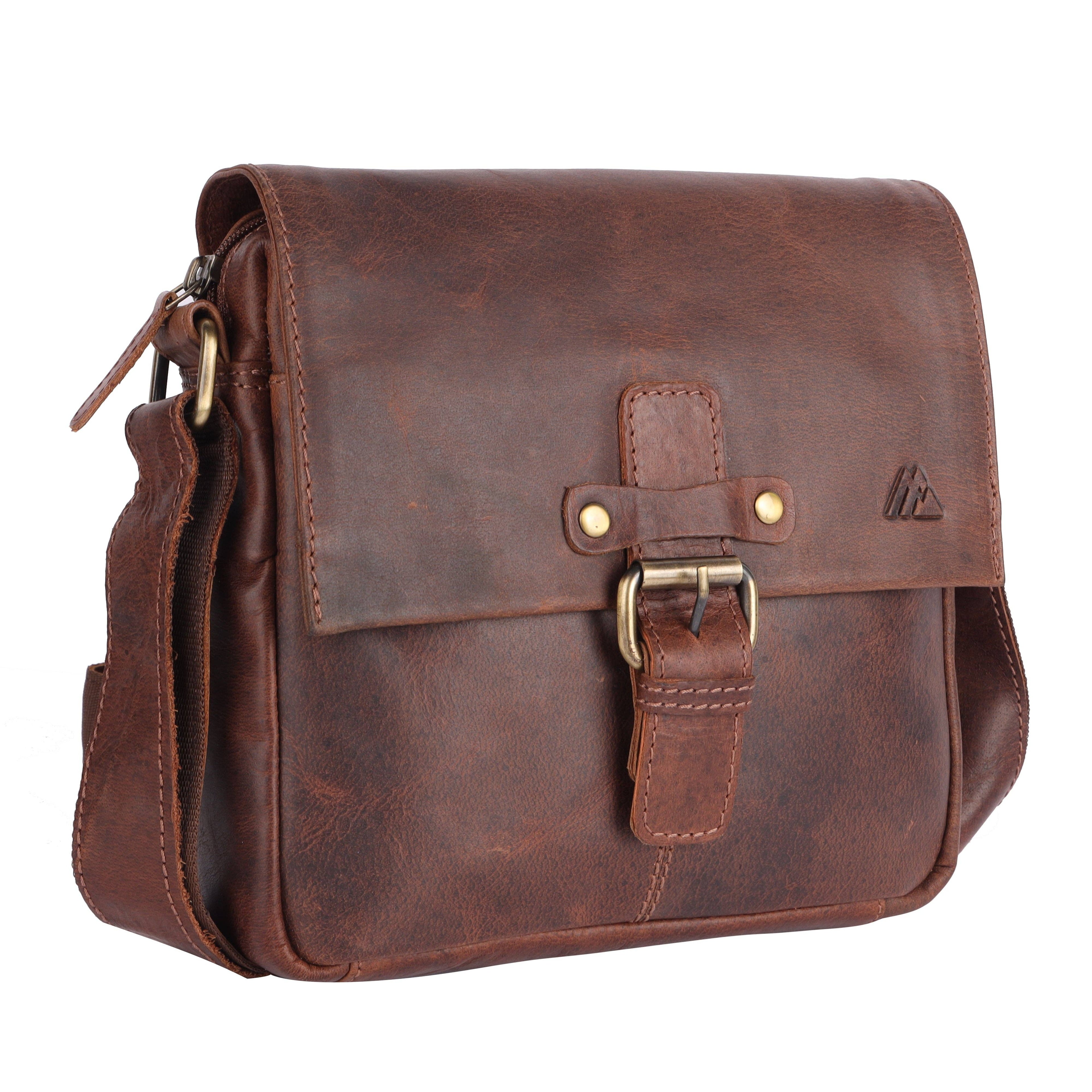 MESSENGER BAG - TIMELESS VINTAGE REAL LEATHER - Dark Brown
