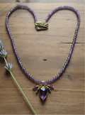 NEW - NECKLACE - AMETHYST GEMSTONES + PUFF FACETED HEART PENDANT + TIERRACAST TOGGLE CLOSURE