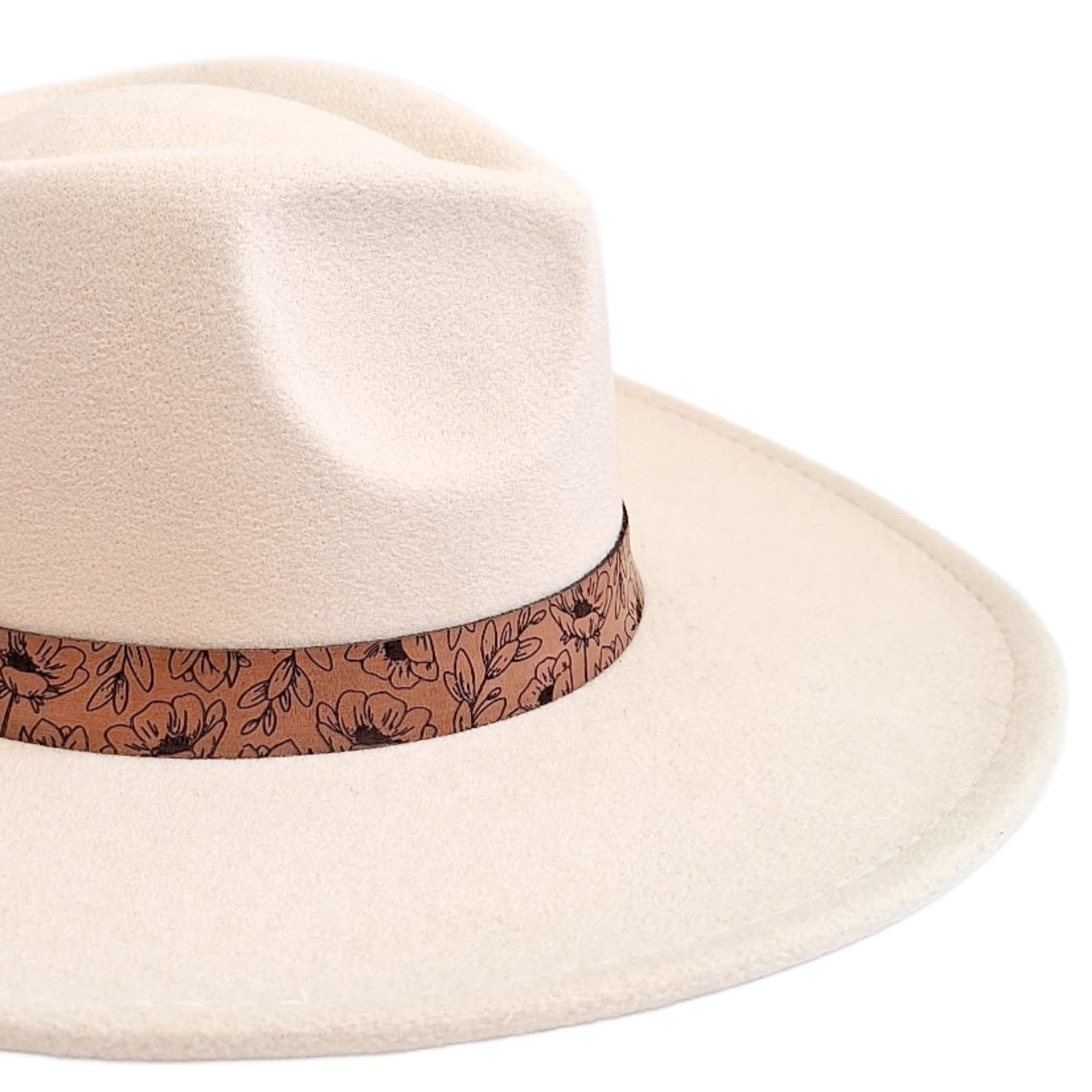 COWBOY | RANCHER - WILDFLOWER FEDORA Wide Brim Hat + Engraved Leather Band