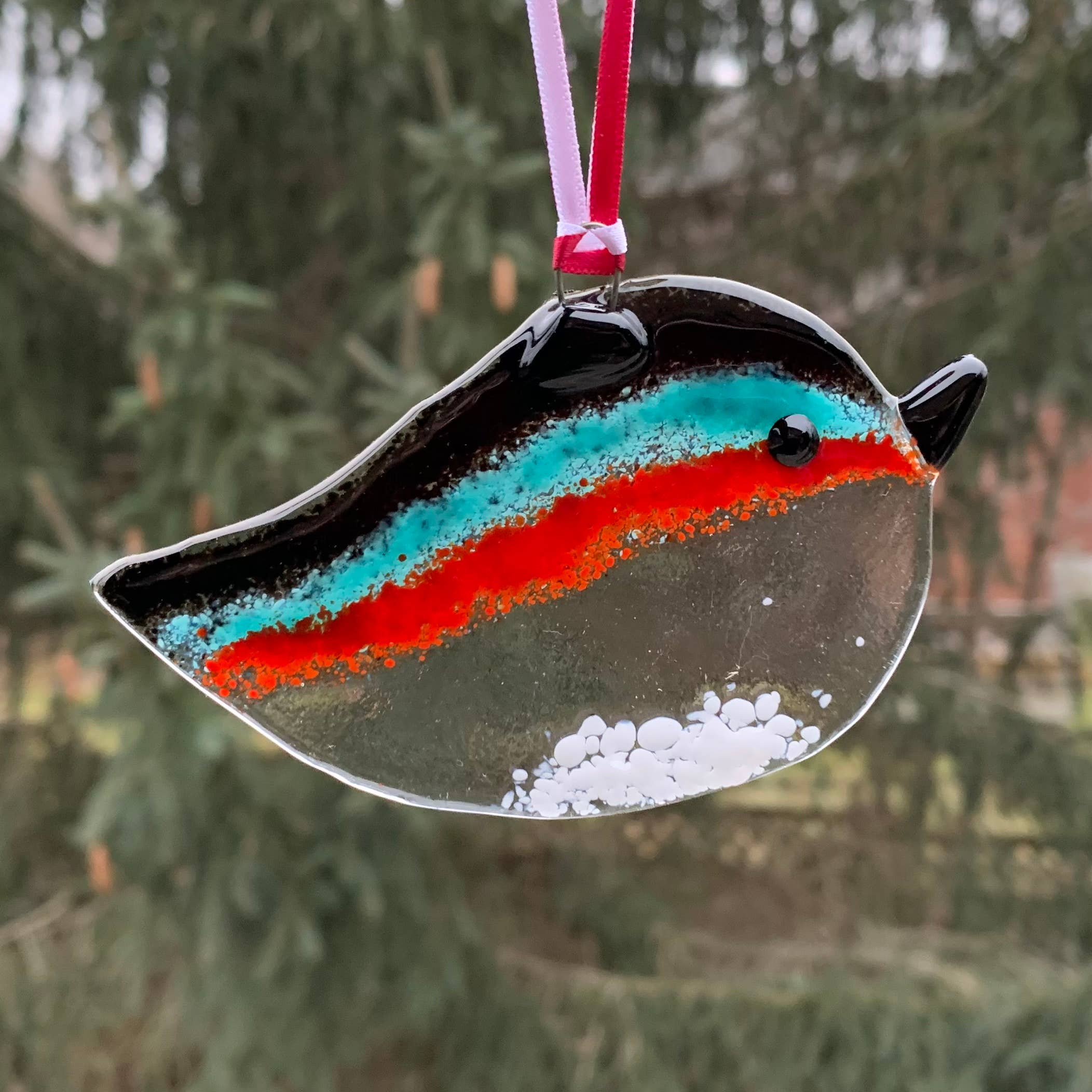 INFUSED GLASS - Whimsical Bird Sun Catcher (Handmade