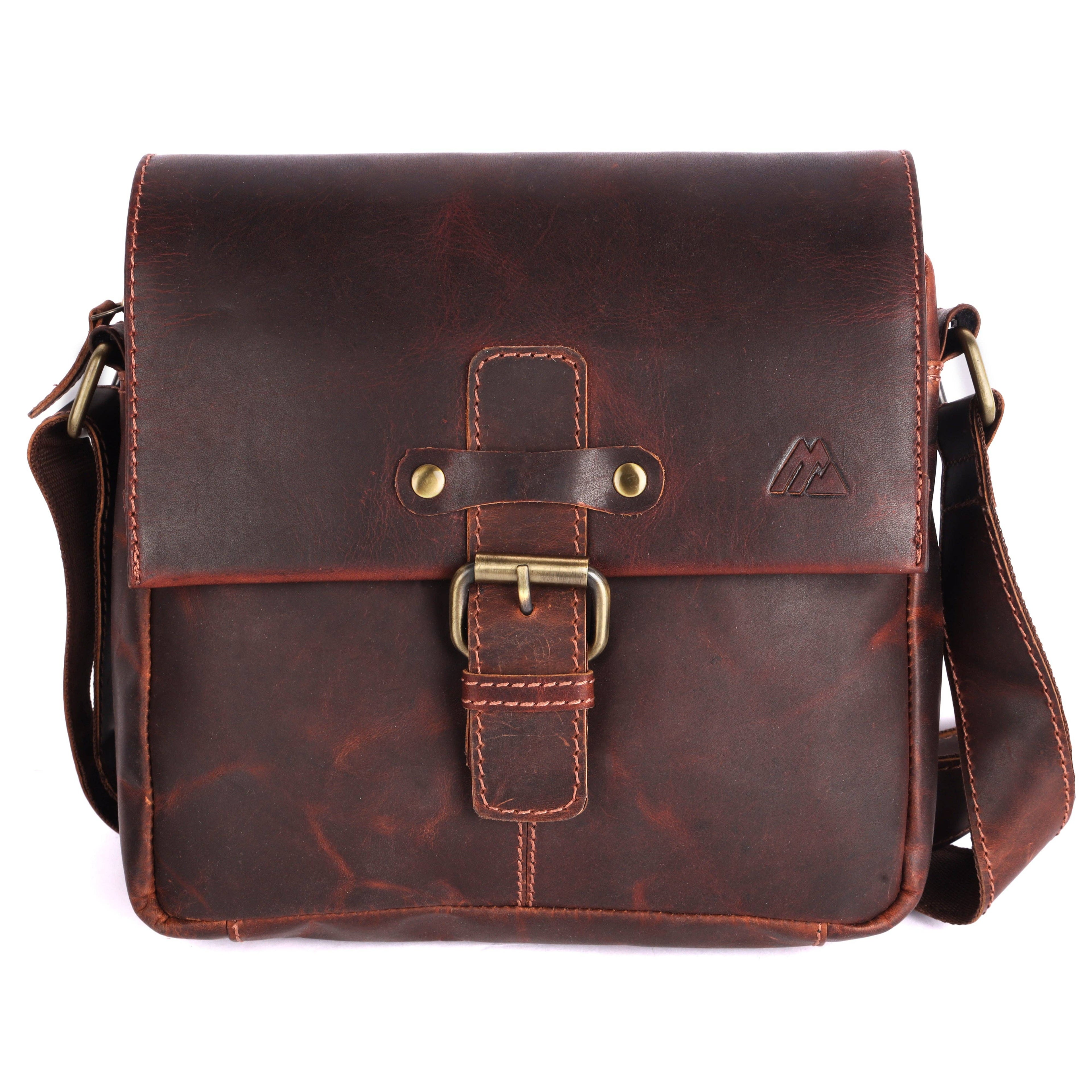 MESSENGER BAG - TIMELESS VINTAGE REAL LEATHER - Dark Brown