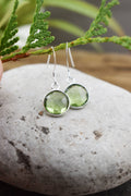 EARRINGS - Green Amethyst Sterling Silver – Faceted Gemstone Drops