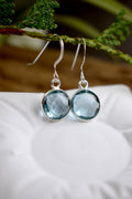 EARRINGS  - Sky Blue Topaz Sterling Silver – Faceted Gemstone Drops