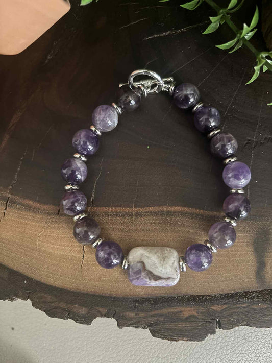 NEW – One-of-a-Kind Amethyst Bracelet w/Platium & Sterling Silver