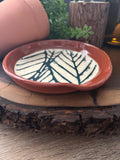 POTTERY SPOON REST - BLUE LEAVES (Sale)