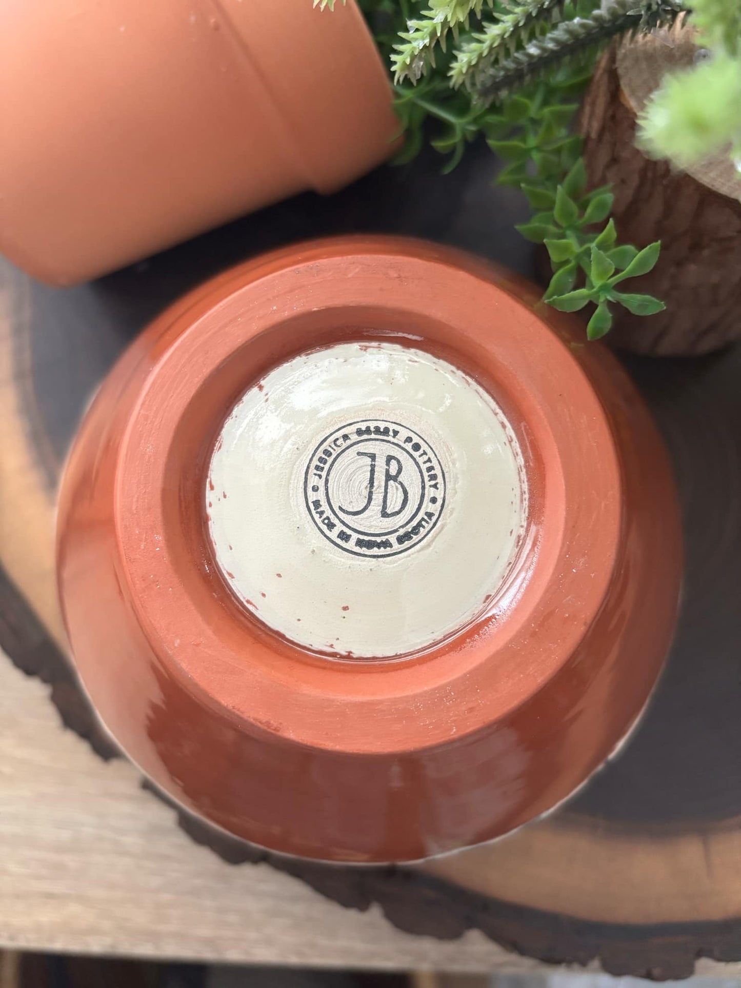 "NEW" POTTERY BOWL | FLOWER POT - BLUE LEAVES