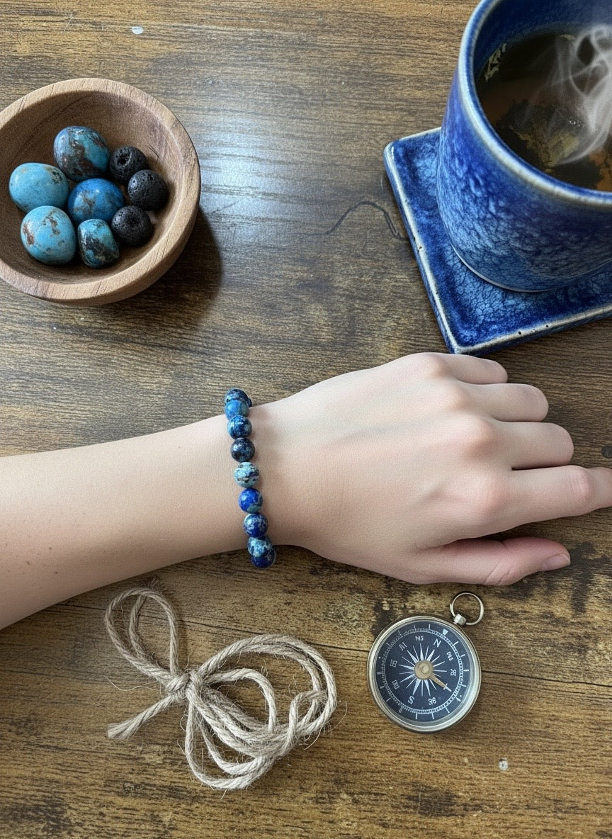 BRACELET- Blue Imperial Jasper & Lava Chunk Diffuser