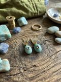 Amazonite Gemstone + Crystal - 18k Gold Plated Earrings