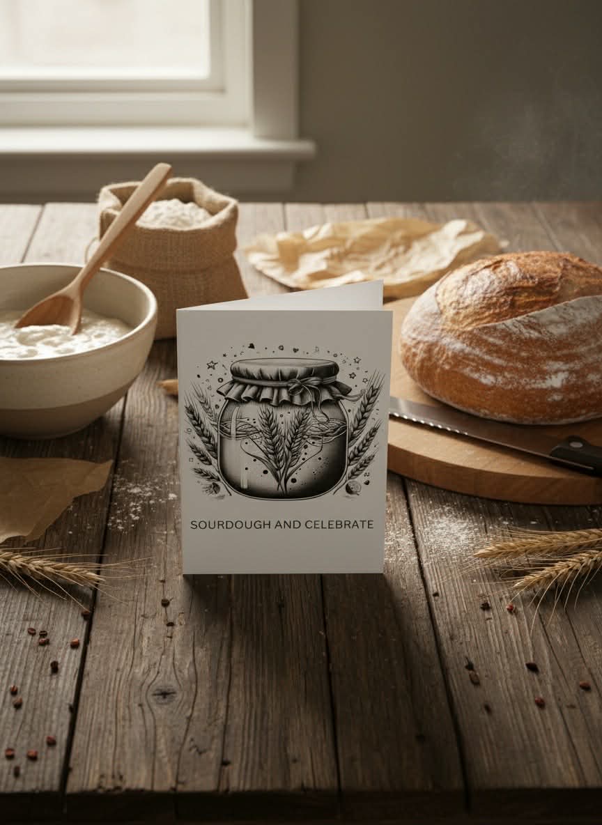 SOURDOUGH & CELEBRATE GREETING CARD | Blank Inside | Artisan Baking Lover Card