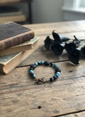 BLUE STRIPED AGATE & LAVA STONE BRACELET