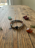 BRACELET - Imperial Jasper (Colorful) Gemstones + Lava Nugget
