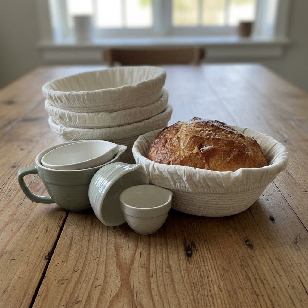 Artisan Cotton Rope Proofing Bowl | Linen-Lined Dough Basket