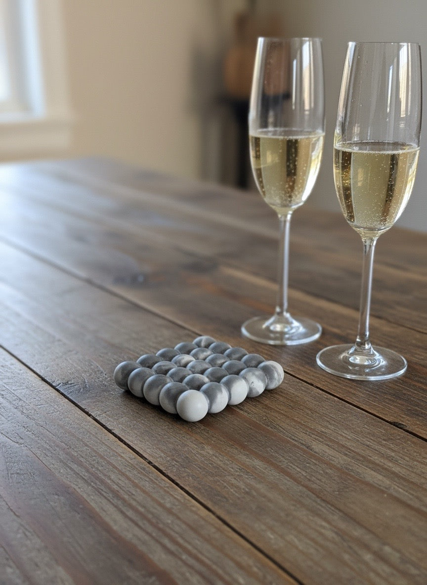 Bubble Concrete Coaster – Modern Minimalist Decor (Marble Swirl)