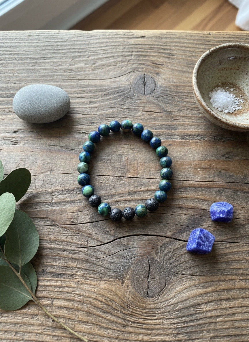 BRACELET - Chrysocolla & Lava Stone