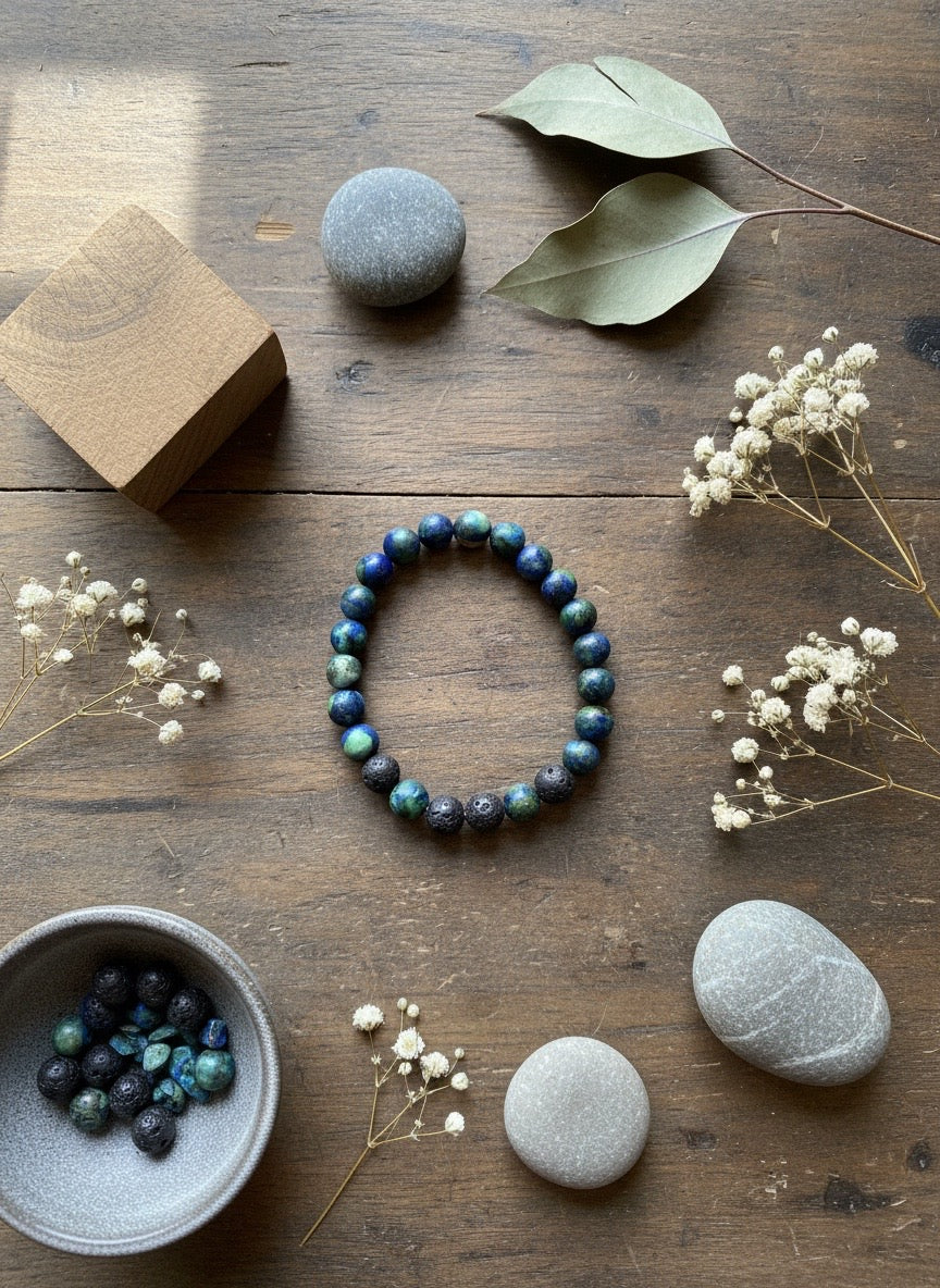 BRACELET - Chrysocolla & Lava Stone