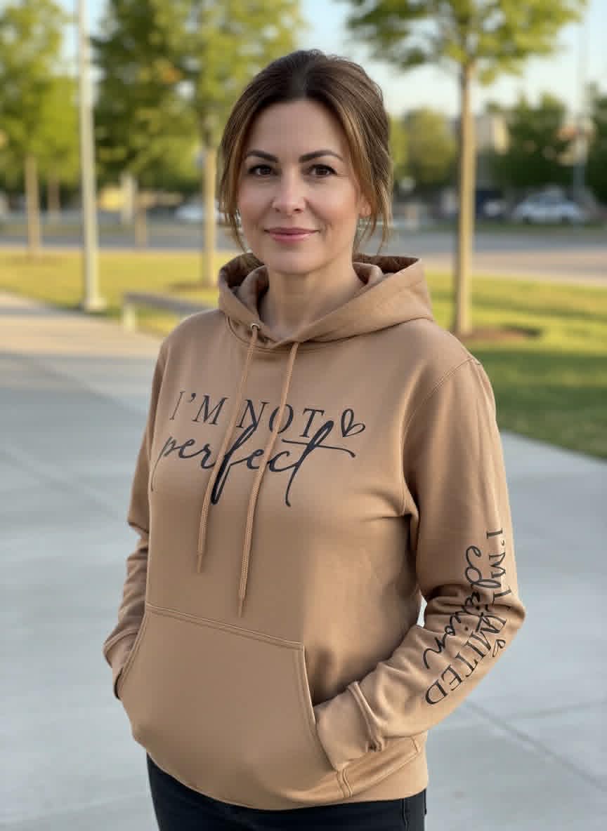 HOODIE - "I'M NOT PERFECT"  - "I'M LIMITED EDITION" - CARAMEL - XL