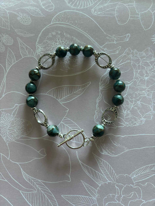NEW - TOGGLE BRACELET - IMPRESSION JASPER & STERLING SILVER FINDINGS