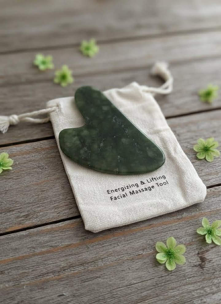 NATURAL JADE GUA SHA FACIAL MASSAGE TOOL – Lifting & Sculpting Skin Ritual