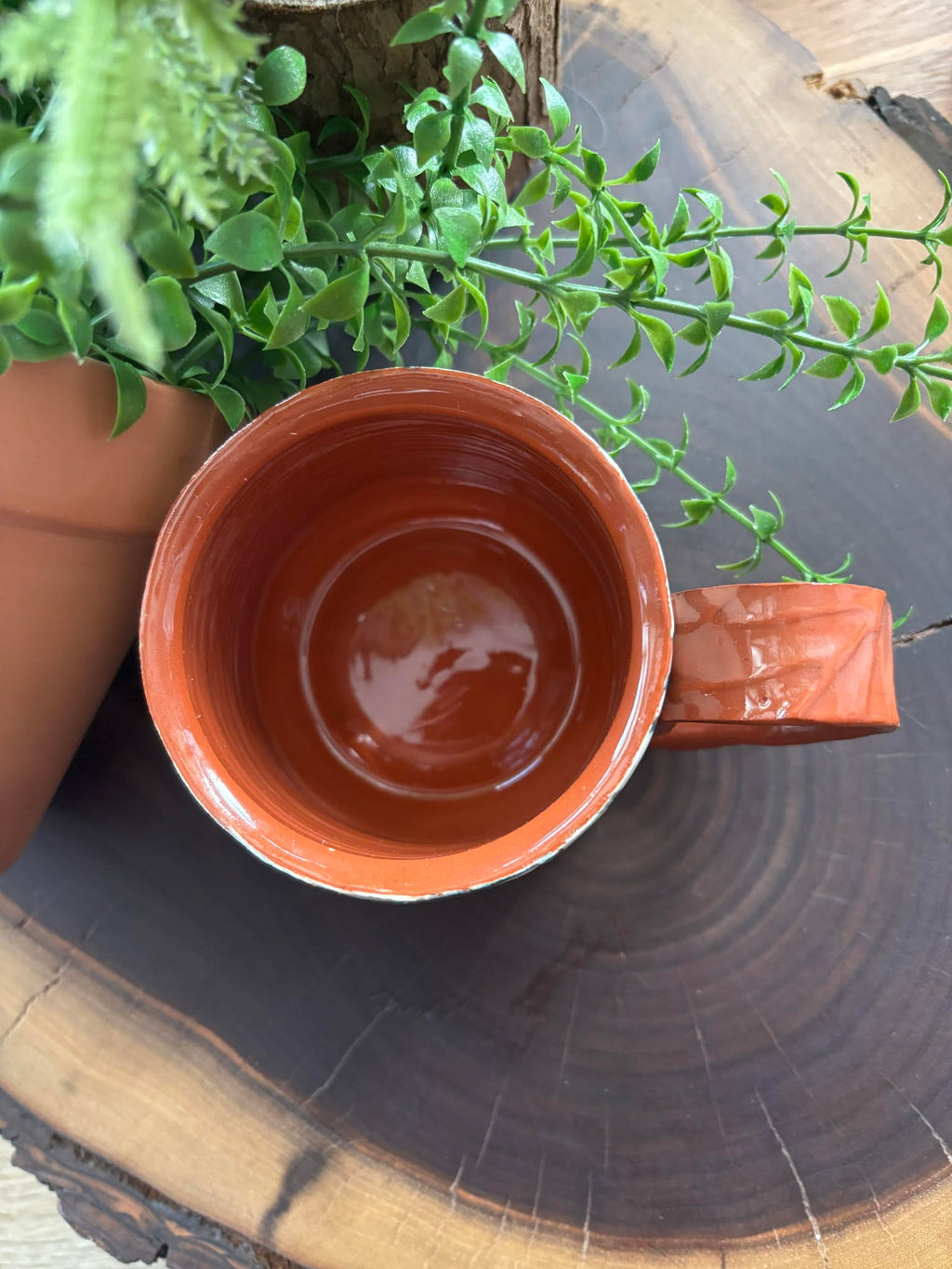 POTTERY MUG - BLUE LEAVES (Sale)