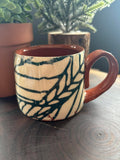 POTTERY MUG - BLUE LEAVES (Sale)