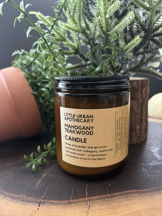 NEW - CANDLE - MAHOGANY TEAKWOOD - SOY + WOODEN WICK
