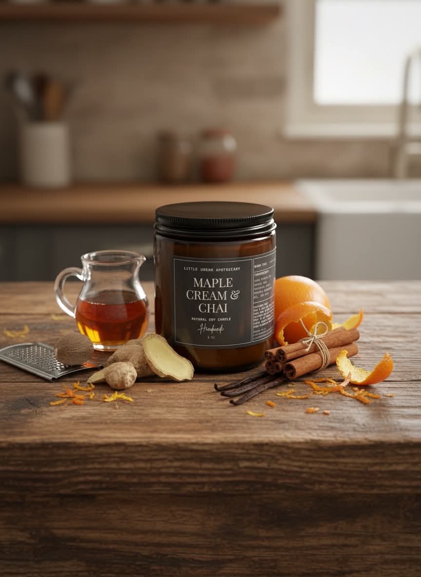 SOY CANDLE - Maple Cream & Chai + Wooden Wick 🍁
