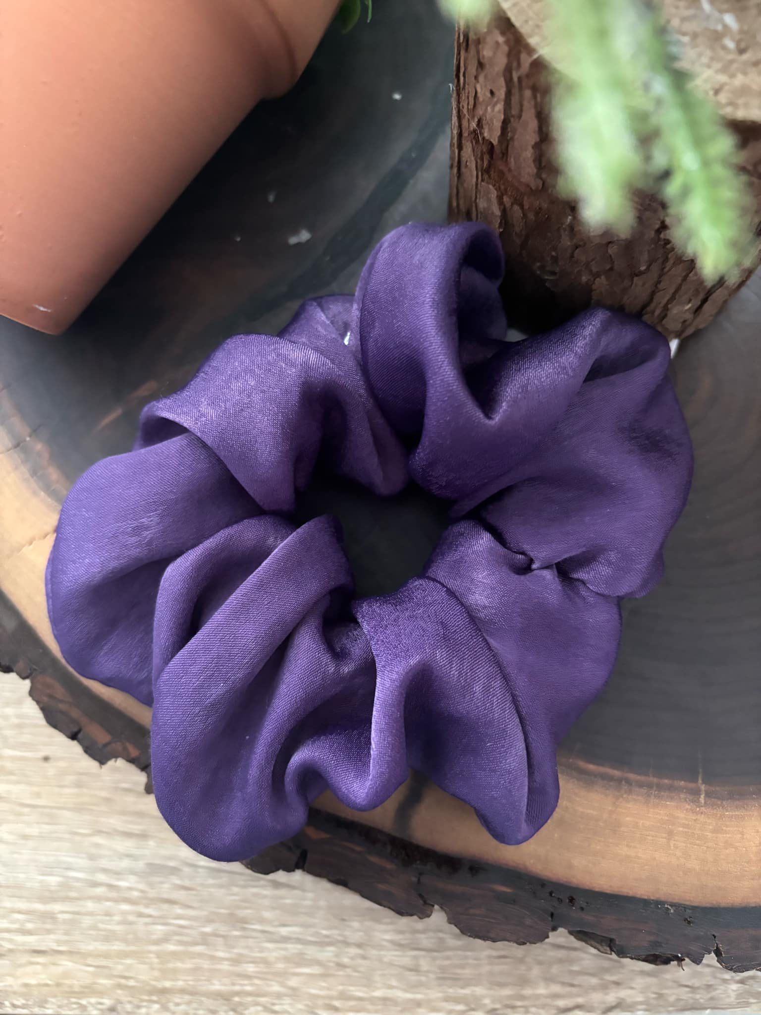 "NEW" SCRUNCHIE - SATIN - EGG PLANT
